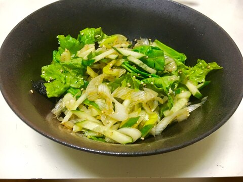 長ネギきゅうりサンチュの韓国風サラダ